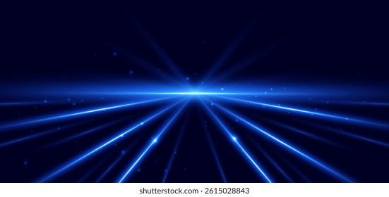 Abstract blue beam diagonal on dark blue background. Speed motion moving movement concept. Vector illustration.
