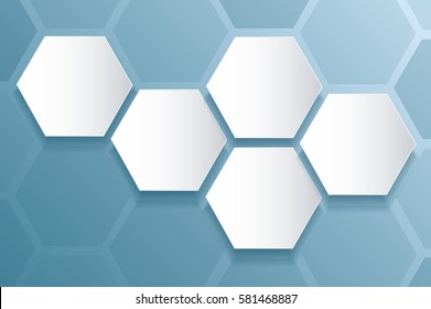 abstract blue bee hive hexagon and space background