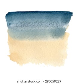 Abstract blue beige background. Watercolor hand drawing. Vector illustration