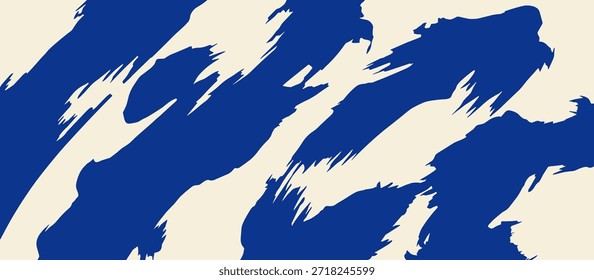 Abstrakter, blauer, beiger Strichmuster-Hintergrund. Moderne künstlerische Textur malen minimalen Design-Hintergrund.