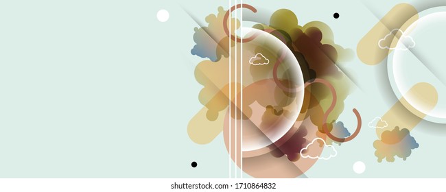 Abstract blue and beige gradients and cloud shapes backgrounds pastel shades holiday vector stock illustration graphic design