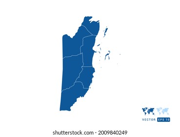 Abstract blue Belize map vector on white background.