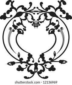 Abstract Blue Bell flowers in a frame design element. One Color.