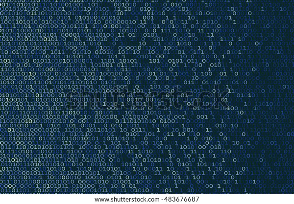Abstract blue binary code Virtual reality\
background Video game design Light gradient backdrop Vector\
illustration for website, card,\
poster