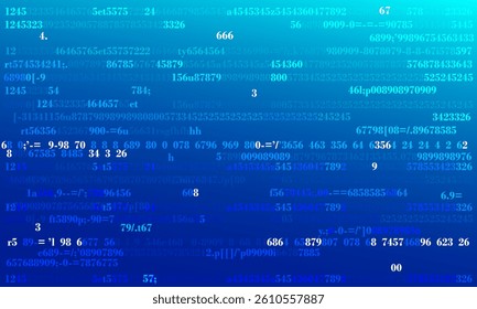 Abstract blue binary data software programming code background. Vector illustration