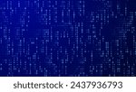 Abstract Blue Binary Software Programming Code Background. Random Parts of Program Code. Digital Data Technology Concept. Random Binary Data Matrix Wide Vector Illustration.