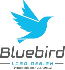 Abstract Blue Bird Flying Logo
