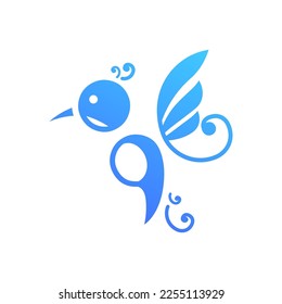 abstract blue bird logo icon
