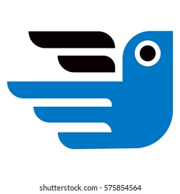 abstract blue bird logo, bird icon