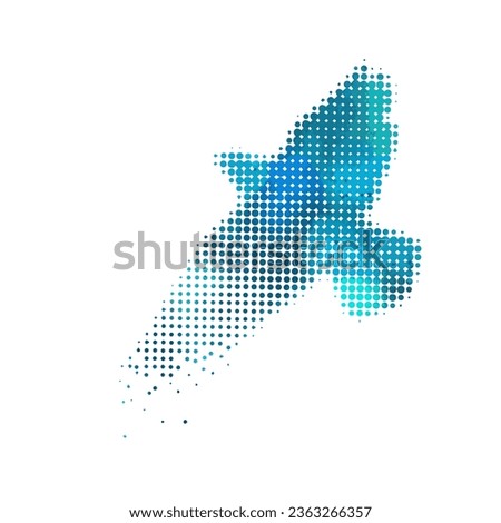 Abstract blue bird made of blue dots. Vector illustration