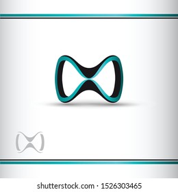 Abstract blue and black 3d infinity symbol. 3d glasses. Conceptual icon. Logo template. Vector illustration. Watermark