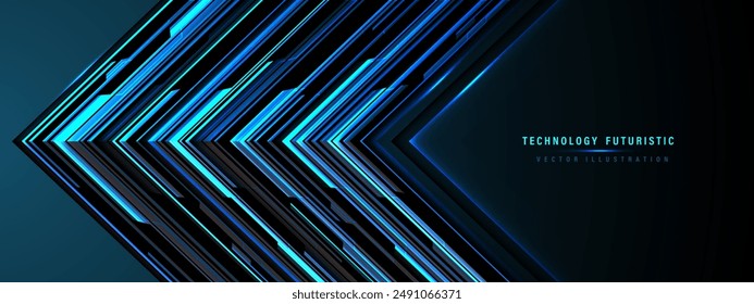 Abstract blue black arrow cyber ultramodern technology futuristic direction geometric pattern on white blank space design  background vector illustration.