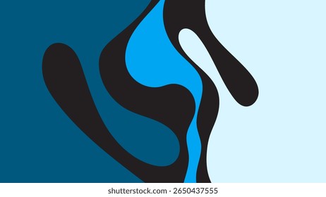 ABSTRACT BLUE BLACK BACKGROUND WITH HAND DRAWN ORGANIC SHAPES COLORFUL FLAT DESIGN VECTOR TEMPLATE FOR WALLPAPER, COVER DESIGN