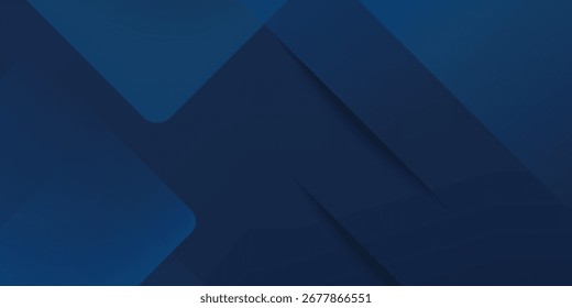 Abstract blue black background - squares and lines composition created with lights and shadows. Technology or business digital template