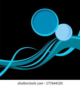 Abstract blue and black background with wave - brochure design or flyer