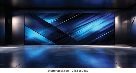 abstract blue and black is a bright pattern with gradient with metal texture wall floor diagonal background tech soft dark black clean modern.