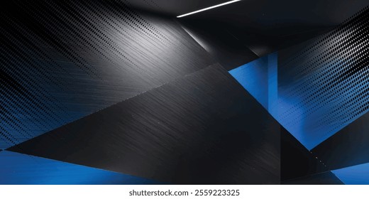 abstract blue and black is a bright pattern with gradient with metal texture wall floor diagonal background tech soft dark black clean modern