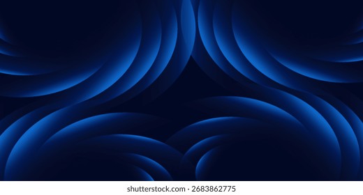 Fondo Abstractas de degradado circular azul y negro con anillos brillantes y diseño futurista, patrón oscuro moderno para Tecnología, arte digital, carteles, Fondos de pantalla, Anuncios y proyectos creativos.Eps10