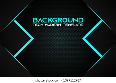 Abstract Blue black frame layout. Modern tech hexagon design template.