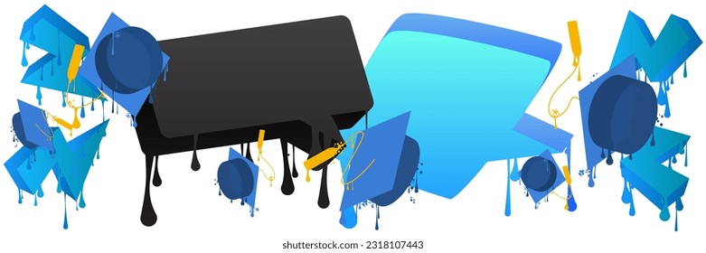 Abstract blue and black graffiti Graduation Cap Background. Modern street art Education, Graduate decoration performed in urban painting style.