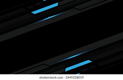 Abstrakte blaue schwarze Lichtlinien Schaltkreis grau geometrisch auf Leerraum Design moderne futuristische Technologie kreative Hintergrund Vektorillustration.