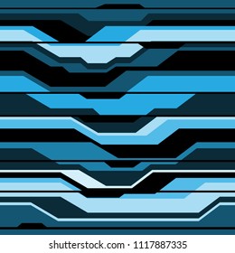 Abstract blue black line cyber futuristic seamless pattern design modern technology background vector illustration.
