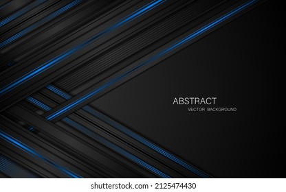 Abstrakte blaue und schwarze Linien mit freiem Raum für Design. Modernes technologisches Innovationskonzept, Hintergrund. Vektorgrafik
