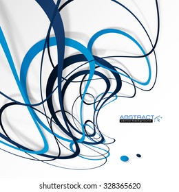 Abstract blue and black lines with shadows, modern vector perspective background
