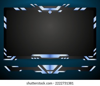 Abstract Blue And Black Modern Live Stream Overlay Webcam Border Frame For Video Streaming And Broadcasting