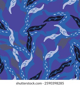 abstract blue and black organic shapes pattern dynamic waves, aquatic design contemporary textile background. For fabric , textile print, wrapping, cover, card