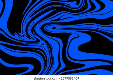 Abstract blue   and black  swirl design with flowing patterns and smooth curves