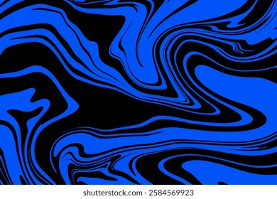 Abstract blue   and black  swirl design with flowing patterns and smooth curves