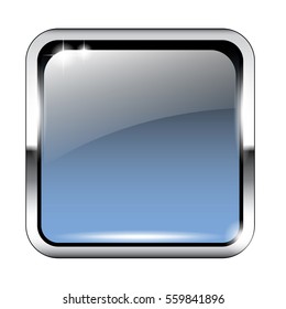 Abstract blue blank rounded square background in a silver frame, with space for your text. Vector illustration.