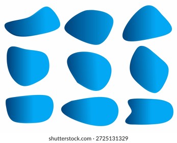 Conjunto de Paquete de mancha azul Abstractas. Vector azul al azar simple blobs. Abstractas manchas onduladas.