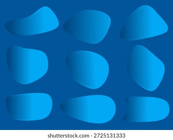 Conjunto de Paquete de mancha azul Abstractas. Vector azul al azar simple blobs. Abstractas manchas onduladas.