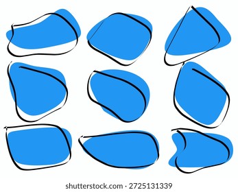 Conjunto de Paquete de mancha azul Abstractas. Vector azul al azar simple blobs. Abstractas manchas onduladas.