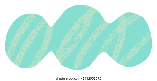 Abstract blue blob cut out shape. Organic rounded cloudlike wobbly shape collage vector element with textured crayon or brush scribble lines. Pastel blue and turquoise abstract modern summer sticker.