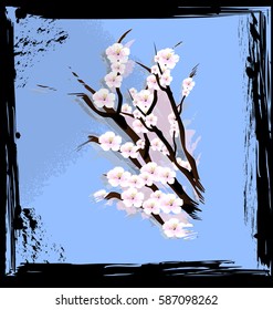 abstract blue and blossom
