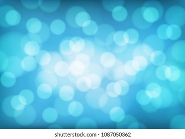Abstract blue blur bokeh light background vector illustration.