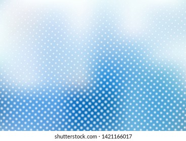 Abstract blue blurred background with dots pattern halftone style. Vector illustration