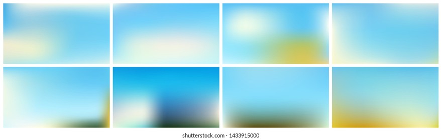 Abstract blue blurred gradient. Horizontal vector backgrounds nature with light for product presentation, brochure, flyer, poster, banner.