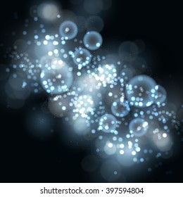 Abstract blue bokeh background. 