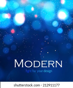 Abstract blue bokeh background. Christmas background. Vector illustration