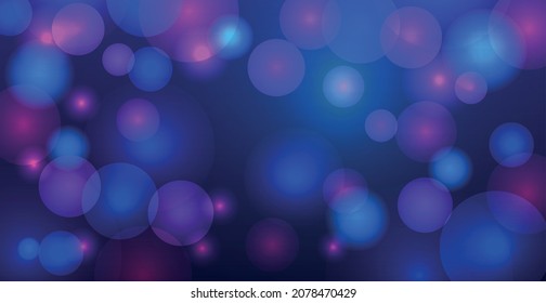 Abstract blue bokeh background with defocused circles and glitter. Decoration element for Christmas and New Year holidays, greeting cards, web banners, posters - Vector illustration
