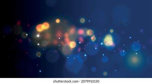 Abstract blue bokeh background with defocused circles and glitter. Decoration element for Christmas and New Year holidays, greeting cards, web banners, posters - Vector illustration