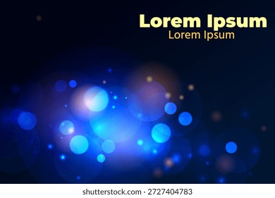 Fundo de bokeh azul abstrato com círculos claros brilhantes em um gradiente escuro. Fundo luminoso elegante ideal para apresentações, sites, banners, temas de tecnologia e conteúdo visual moderno.