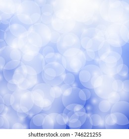 Abstract blue bokeh background. Merry Christmas. Vector illustration