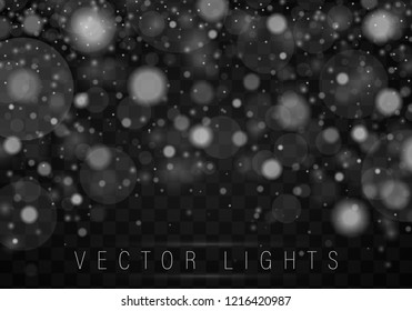 Abstract blue bokeh background. Silver Bokeh Poster With Gradient Mesh. Shining bokeh isolated on transparent background. Vector Illustration.