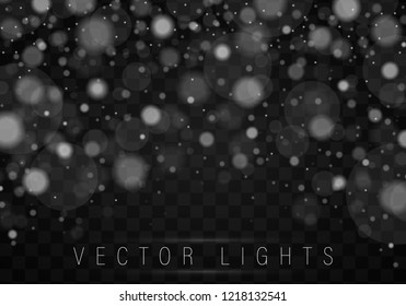 Abstract blue bokeh background. Silver Bokeh Poster With Gradient Mesh. Shining bokeh isolated on transparent background. Vector Illustration.