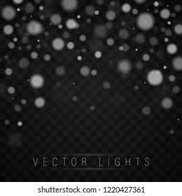 Abstract blue bokeh background. Silver Bokeh Poster With Gradient Mesh. Shining bokeh isolated on transparent background. Vector Illustration.